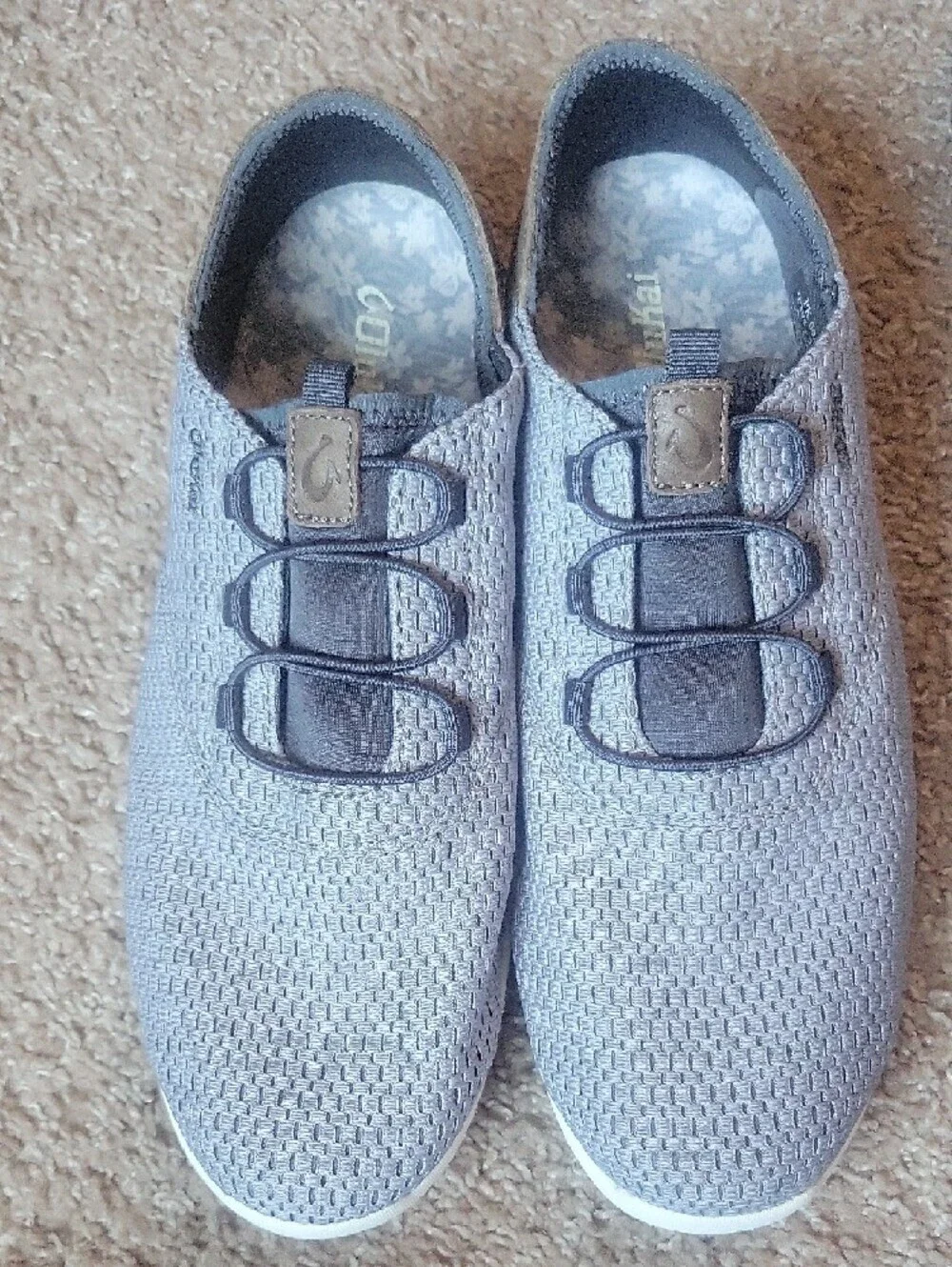 OluKai Men's Gray Knit Slip-Ons